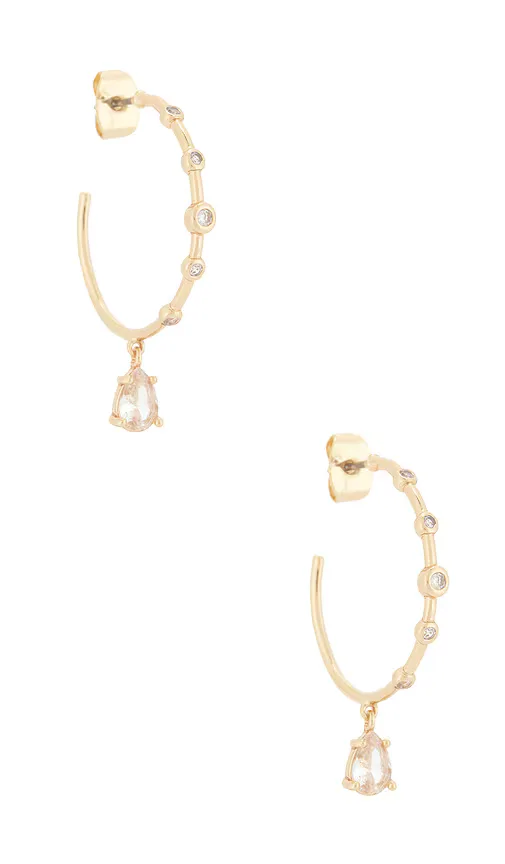 Delicate Crystal Charm Hoop Earrings