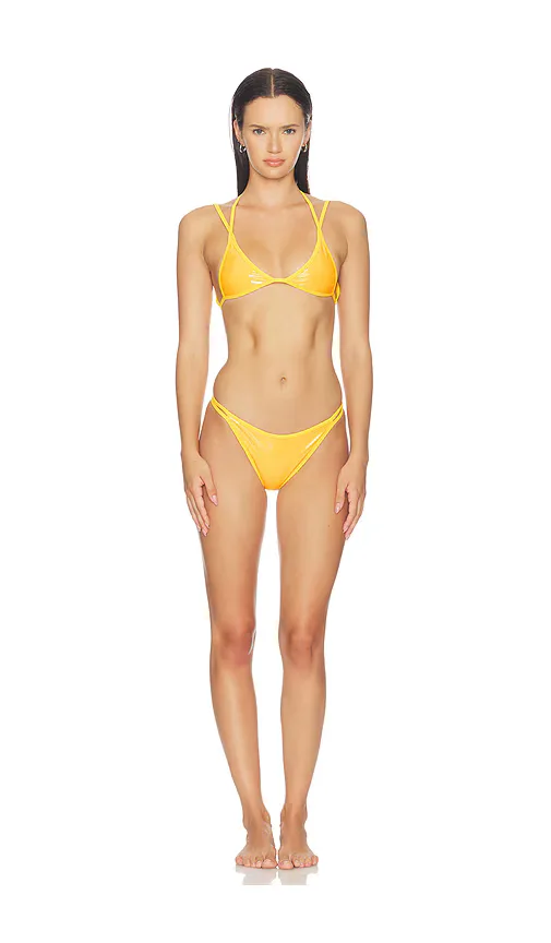 Latex Splash Sun Matte Bent Bikini Set by naranja furcado