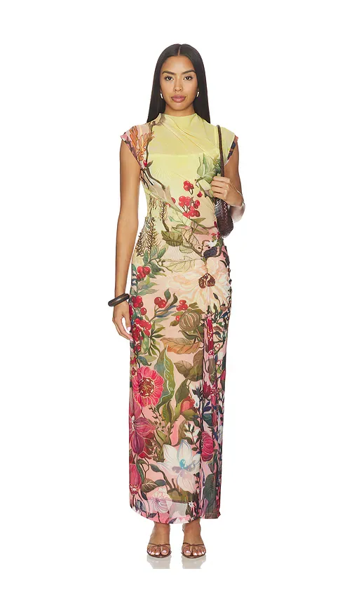 Botanical Symphony Printed Bodycon Dress