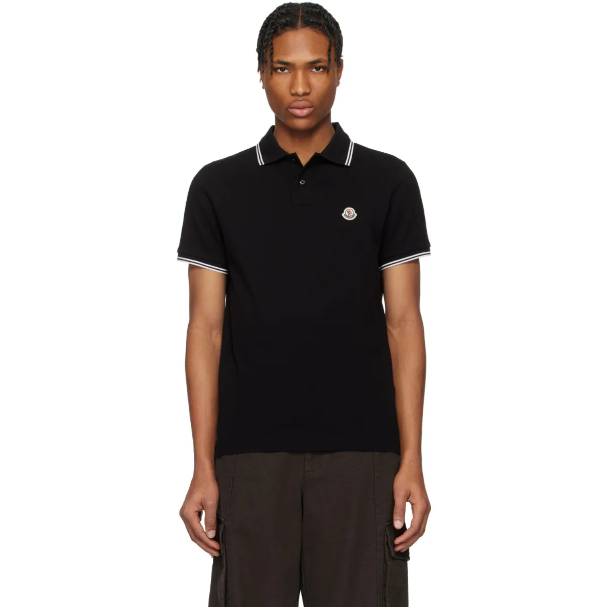 Striped Trim Cotton Piquet Polo