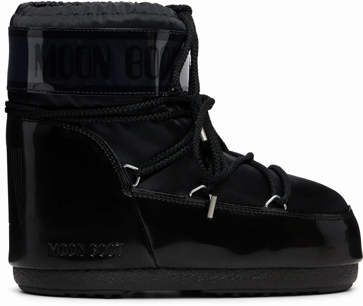 Black Icon Low Glance Satin Boots