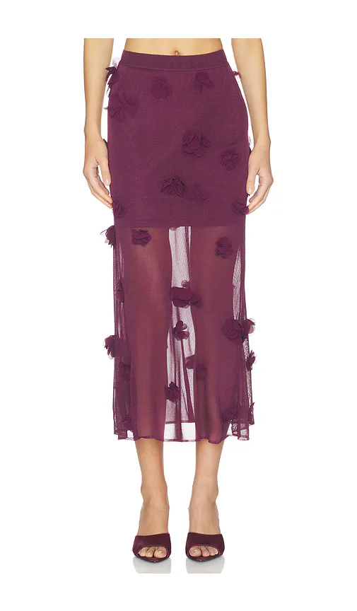 Cora Floral Applique Midi Skirt by SIMKHAI