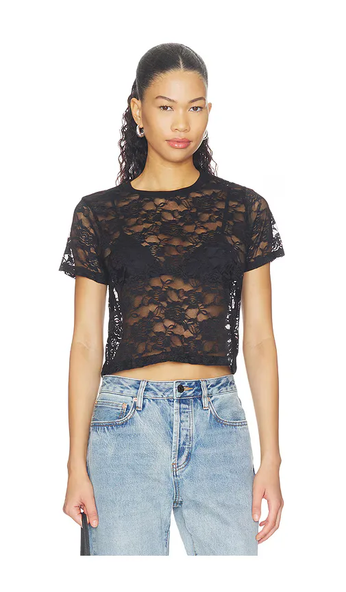 Tyrique Shortsleeve Crop Baby Tee by Michael Lauren