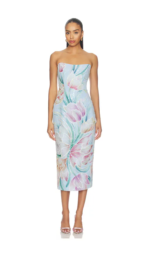 Priselle Strapless Midi Dress by ELLIATT