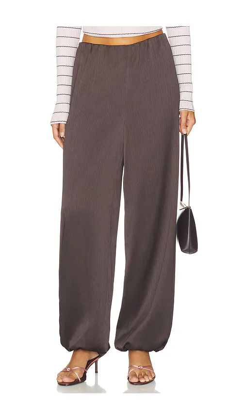Mid Waist Plisse Crinkle Pant by Vince