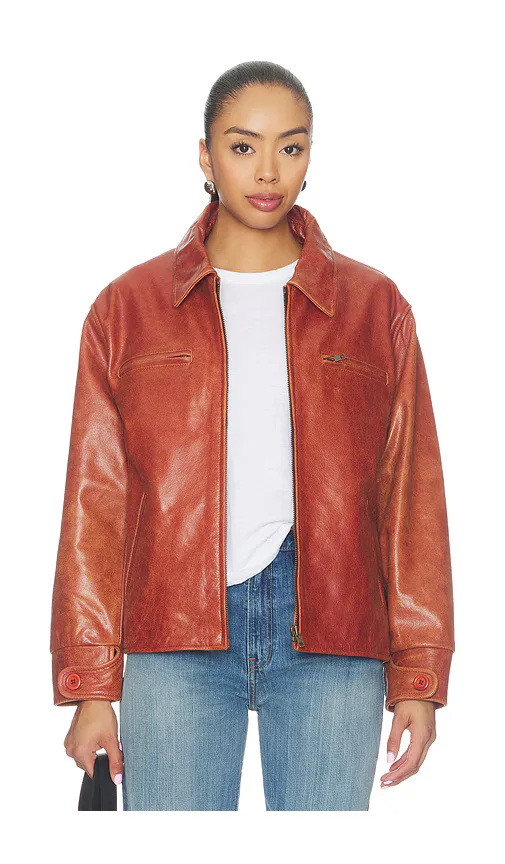 Marlboro Sun Faded Leather Racer Jacket by Found