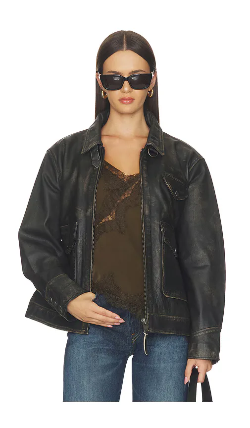 Distressed Leather Pocket Jacket by Found