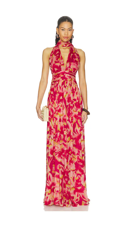Ruched Sash Maxi Dress