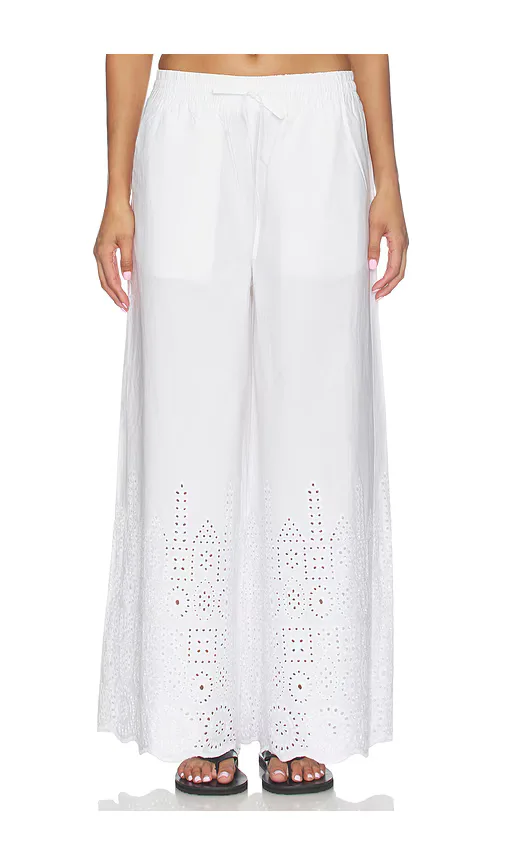 Embroidered Wide Leg Pant