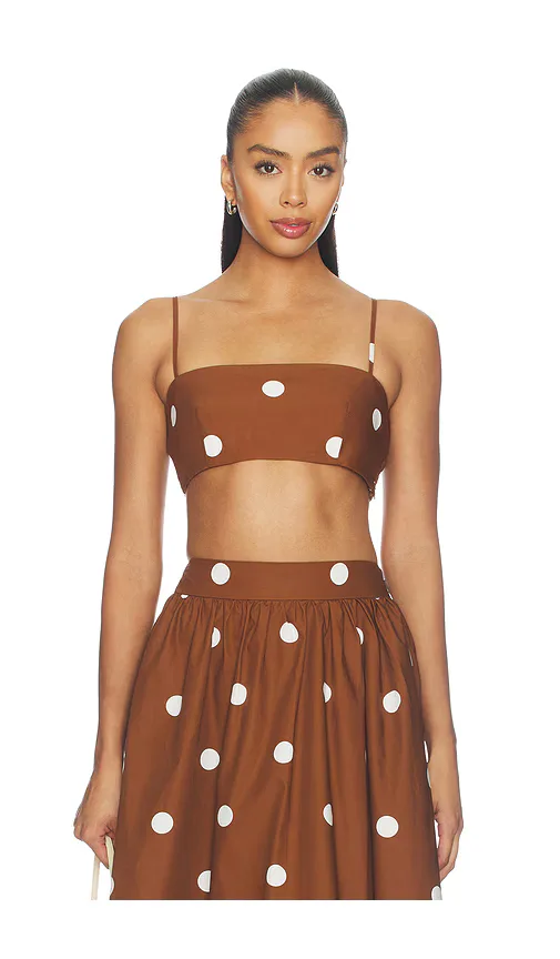 Polka Poplin Crop String Top by Susana Monaco