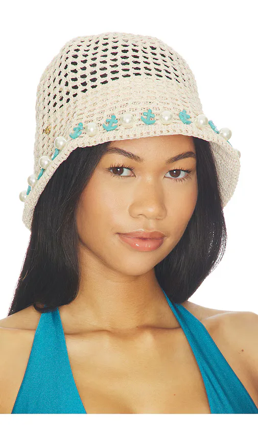 Maya Pearl Anchor Bucket Hat by Lele Sadoughi