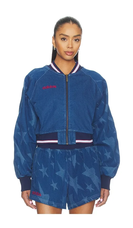 Superstar Denim Graphic Varsity Bomber Jacket by adidas Originals