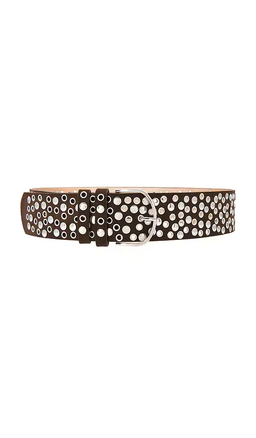 Studded Brown Suede Belt with Mixed Metal Grommets