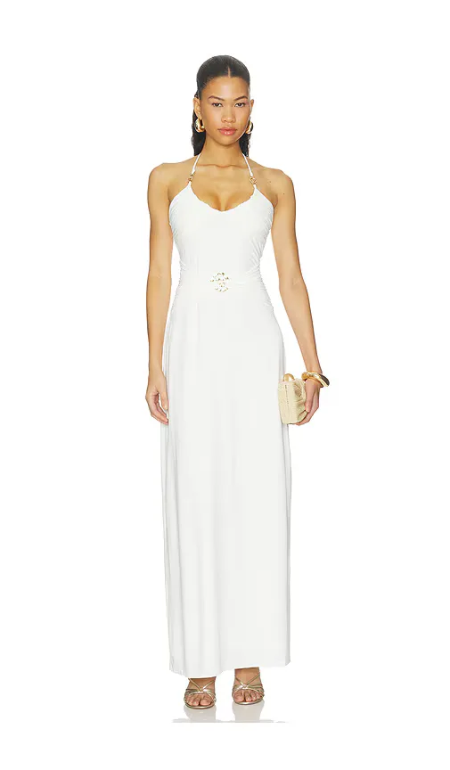 Nina Ruched Halter Maxi Dress