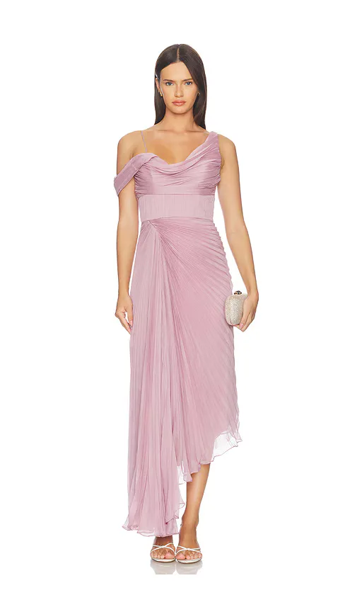 Joelle Pleated Draped Gown by AMUR