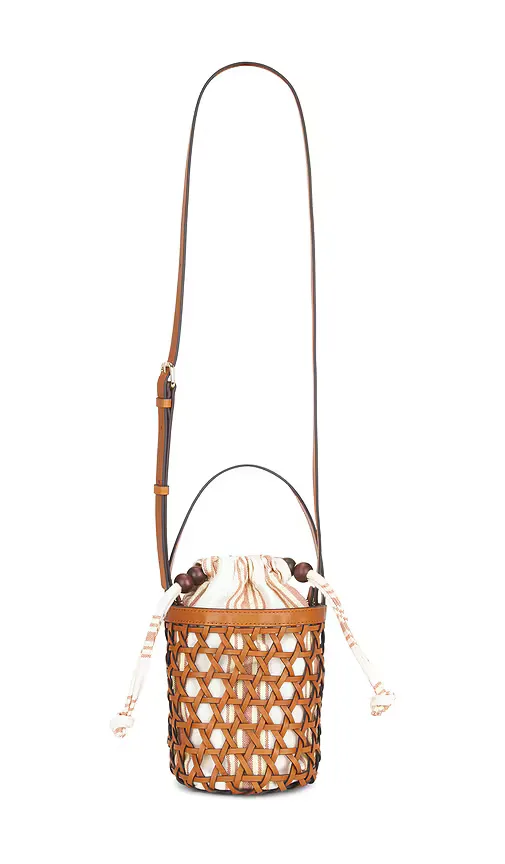 Laith Stripe Canvas & Beads Bucket Bag