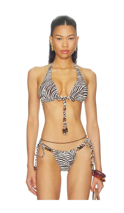 Malta Bikini Top with Center Beaded Ties