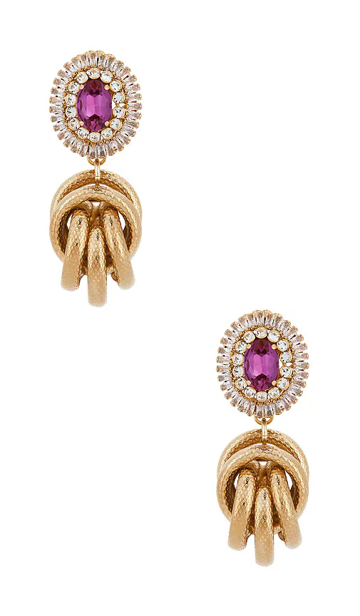 Omega Clasp Gem Cluster with Big Knot Pendant Earrings by Anton Heunis