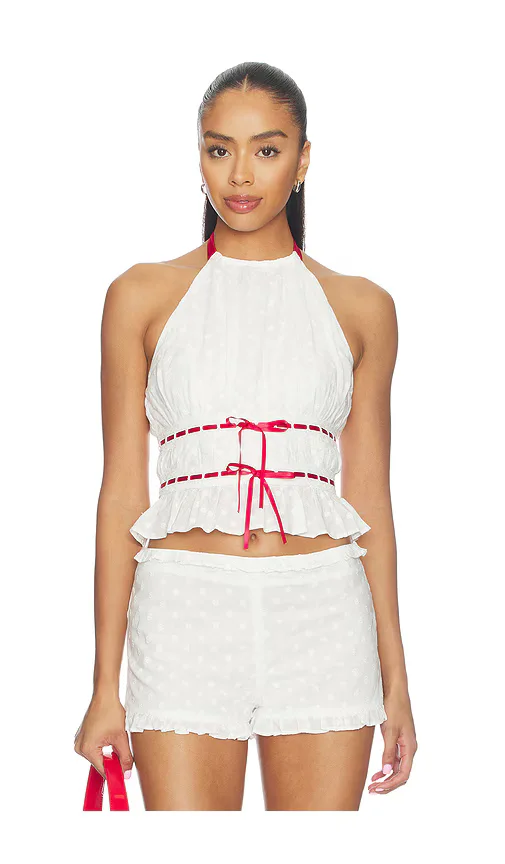 Alessia Embroidered Halter Top by MAJORELLE