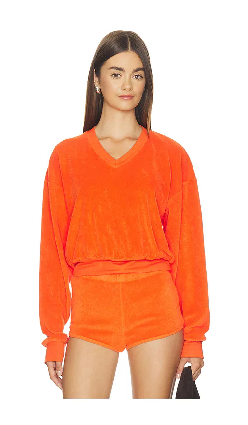 Cropped V-Neck Sweatshirt by Eterne