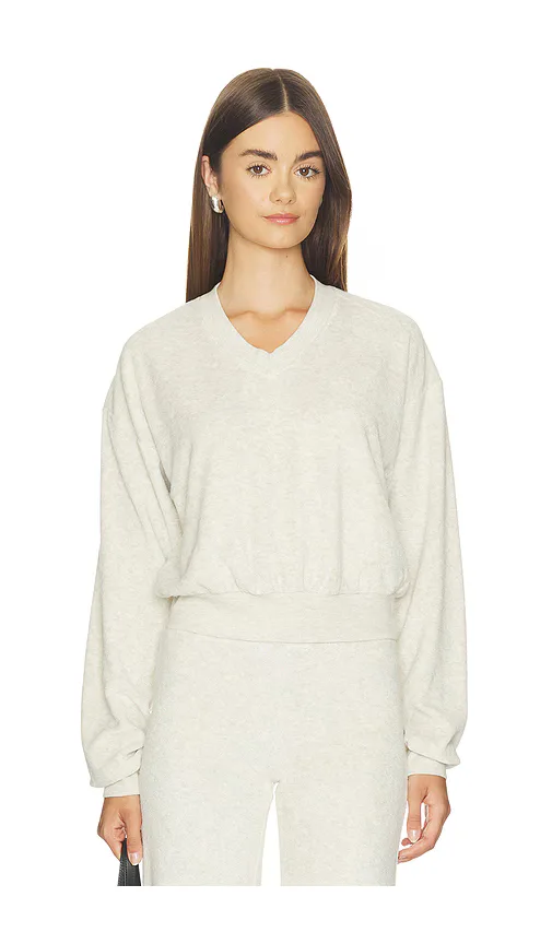 Cropped V-Neck Sweatshirt