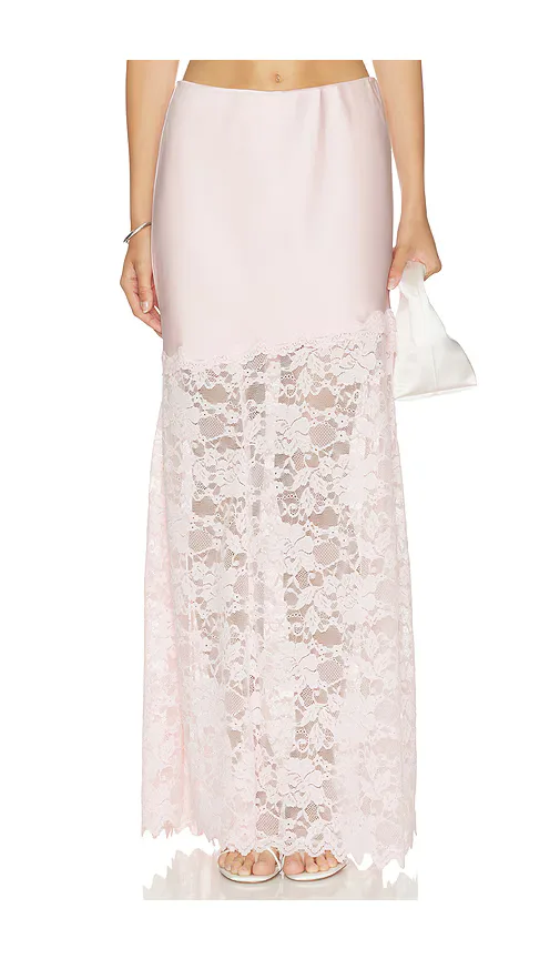 Perrine Lace Combo Satin Skirt by Generation Love