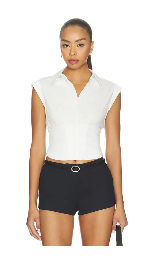 Kim Paneled Corset Fitted Top by Alice + Olivia