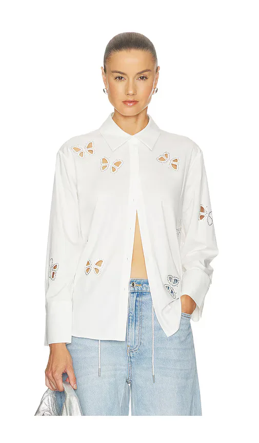 Finely Embellished Buttondown with Cutouts by Alice + Olivia