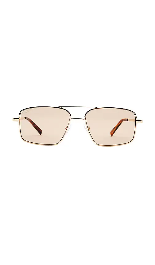 Nash Rectangular Sunglasses in Gold & LightBrown by Otra