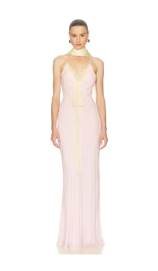 Sheer Georgette Gown with Lace by Helsa