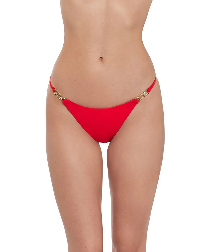 Strap Side Bikini with Gold Chain Trim Bottom by Steve Madden