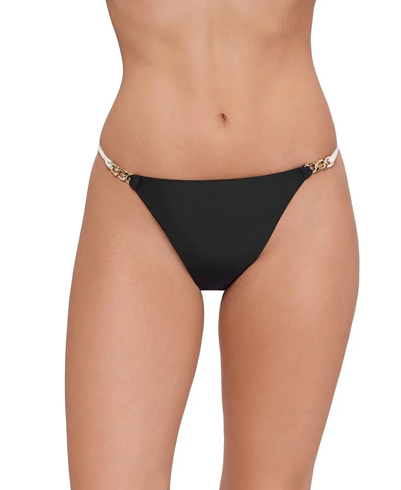 Strap Side Bikini with Gold Chain Trim Bottom