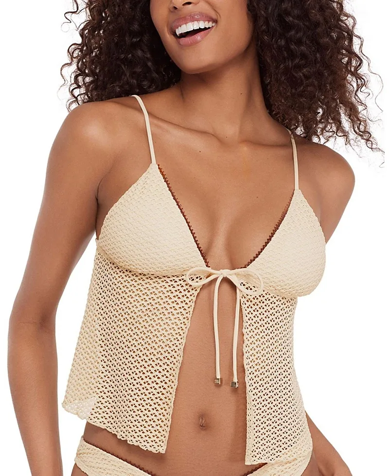 Tie Front Crop Tankini Top by Steve Madden