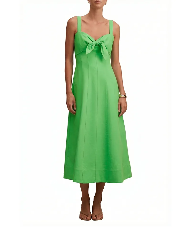Kara Tie Front Linen Midi Dress by Ever New