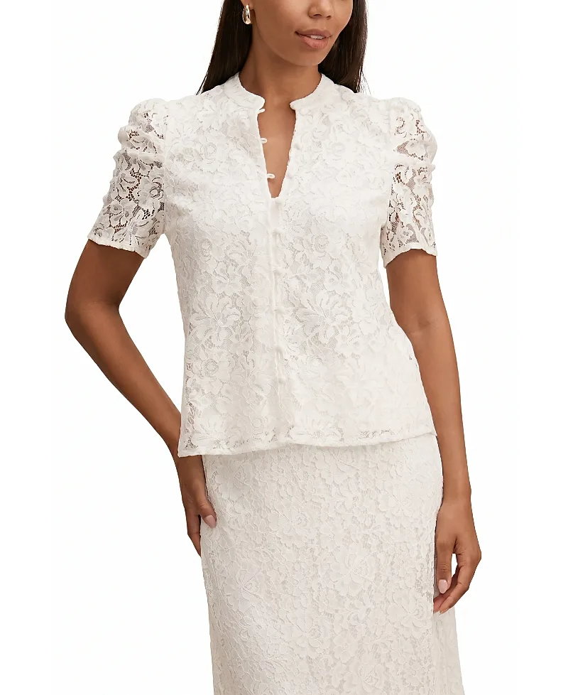 Lina Short Sleeve Lace Blouse by Ever New
