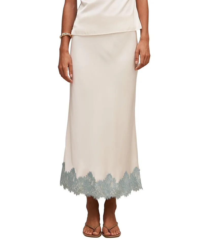 Adele Lace Trim Midi Skirt