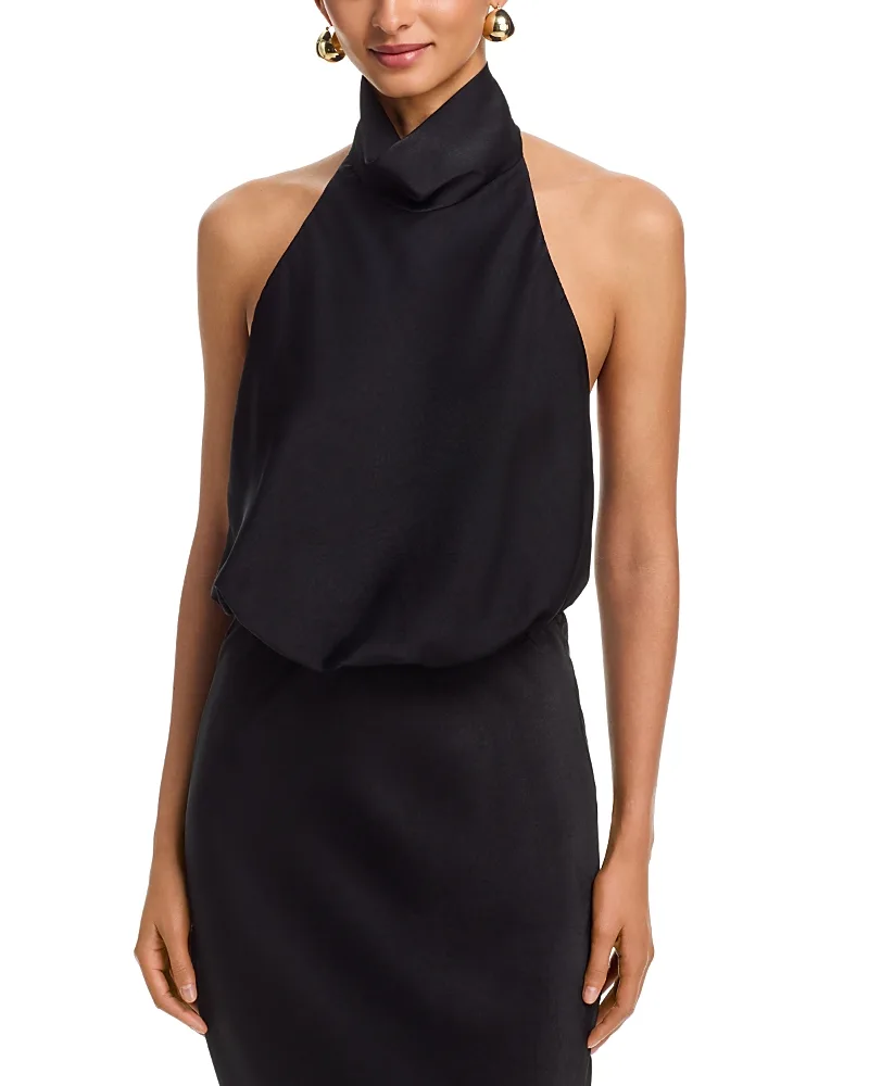 Sandri Satin High Neck Top by Bardot