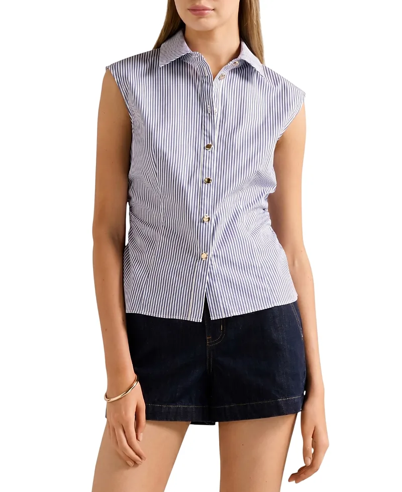Nova Ruched Stripe Collared Top by Ever New