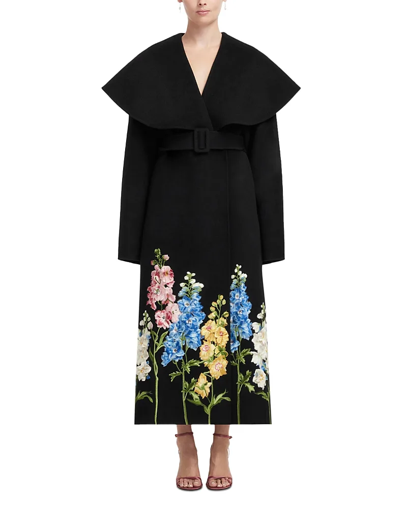 Joan Embroidered Wool Coat by Leo Lin