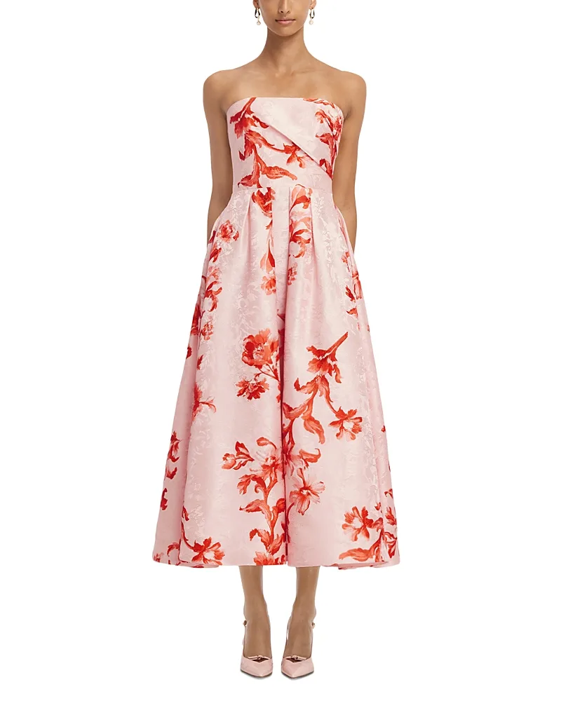 Lynn Jacquard Bustier Midi Dress by Leo Lin