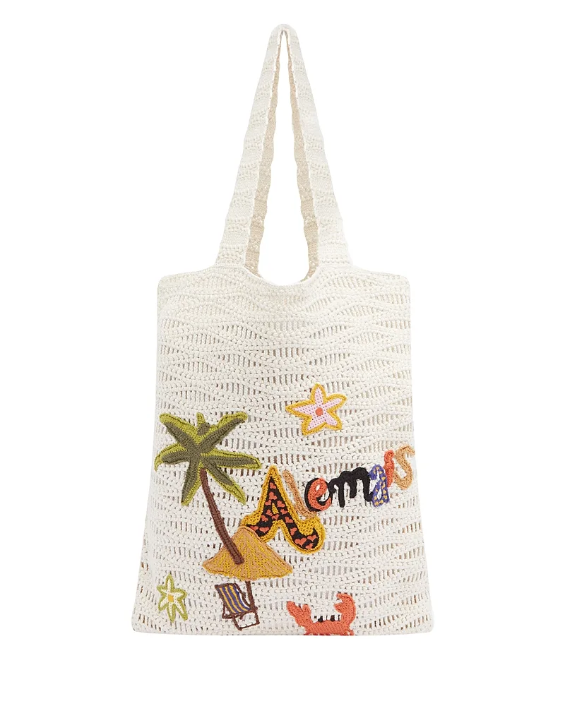Cove Embroidered Crochet Tote by Alemais
