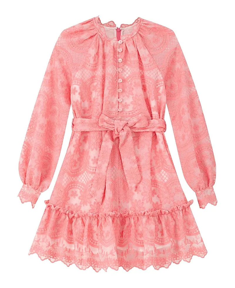 Kaia Lace Embroidered Mini Dress by Marlo Kids
