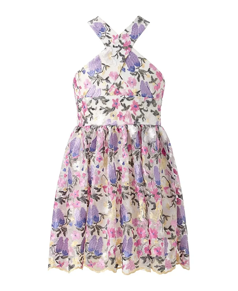 Mariah Embroidered Halter Neck Dress by Marlo Kids
