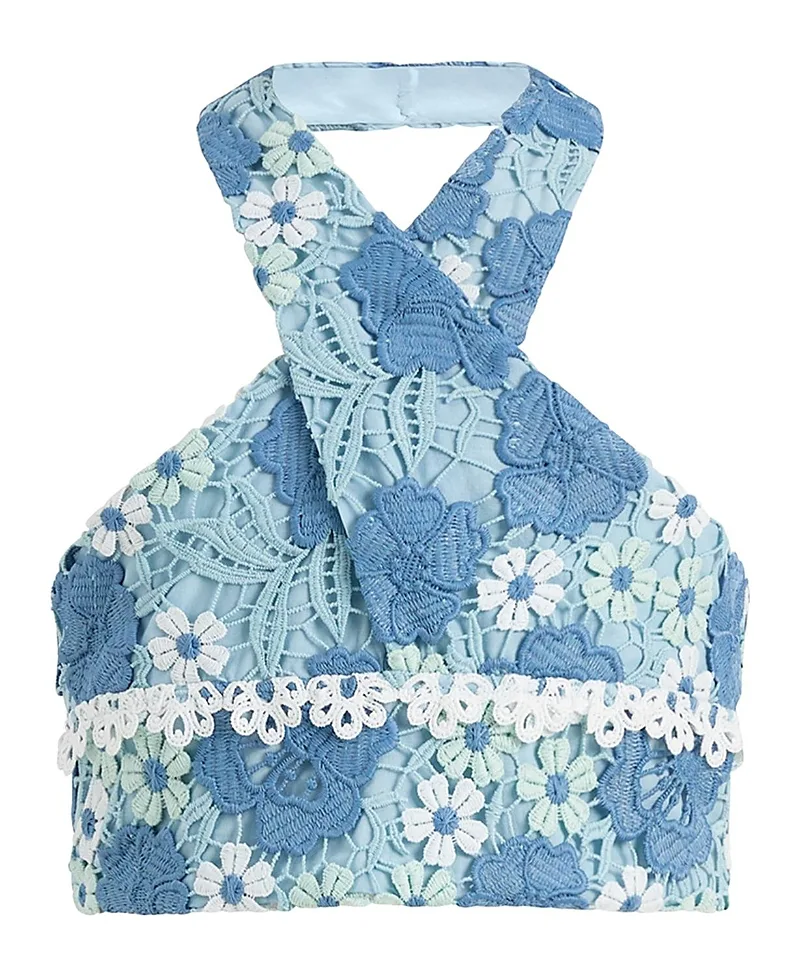 Jade Embroidered Halter Neck Top by Marlo Kids