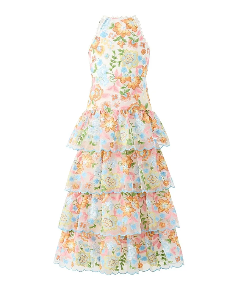 Bianca Embroidered Frill Maxi Dress by Marlo Kids
