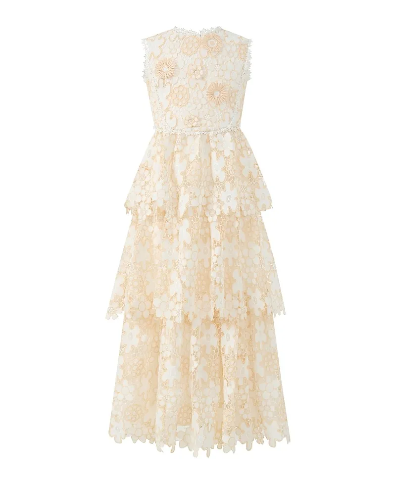 Haley Embroidered Frill Maxi Dress by Marlo Kids