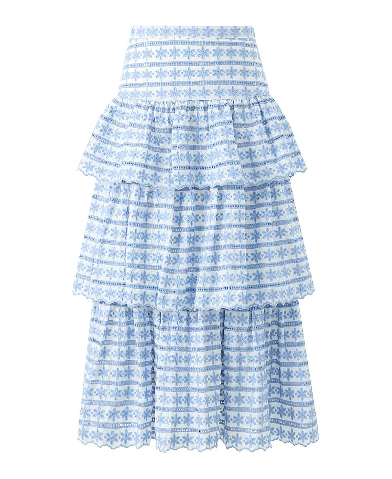 Odessa Frill Embroidered Maxi Skirt by Marlo Kids