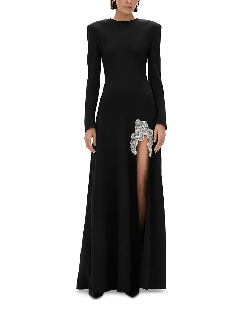 Amari Embellished Side Slit Gown by Rachel Gilbert