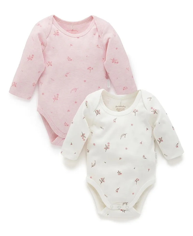 2 Pack Long Sleeve Bodysuit by Purebaby