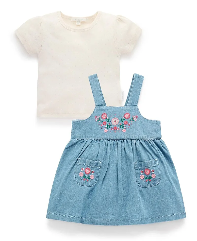 Embroidered Pinnie & Tee Set by Purebaby